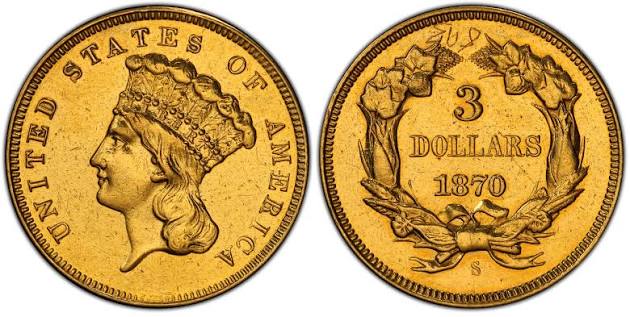 Pièces de monnaie les plus chères : La pièce de 3 dollars 1870-S