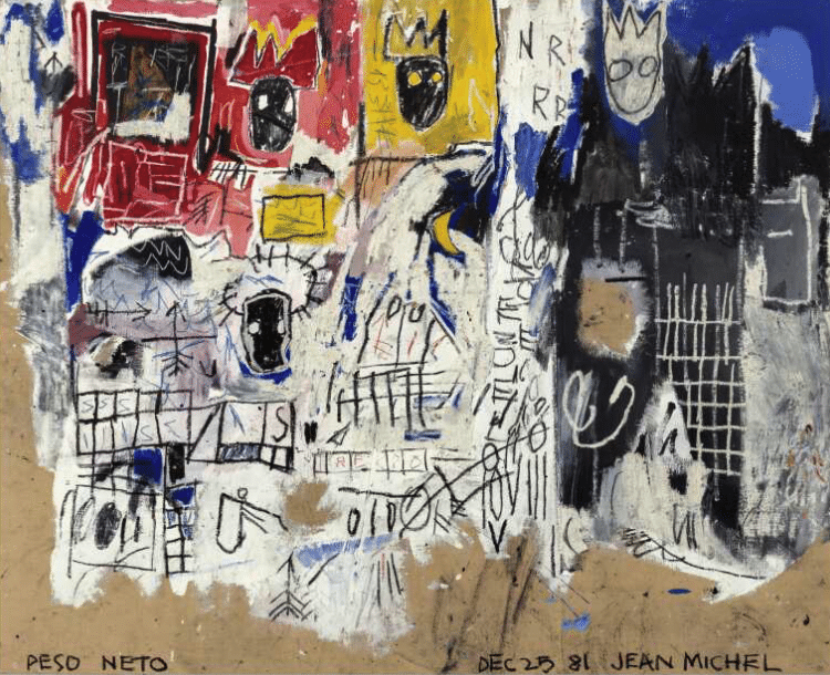 tableaux Basquiat les plus chers : Crowns (Peso Neto), 1981 : 41,9 millions d'euros (48,3 millions de dollars)