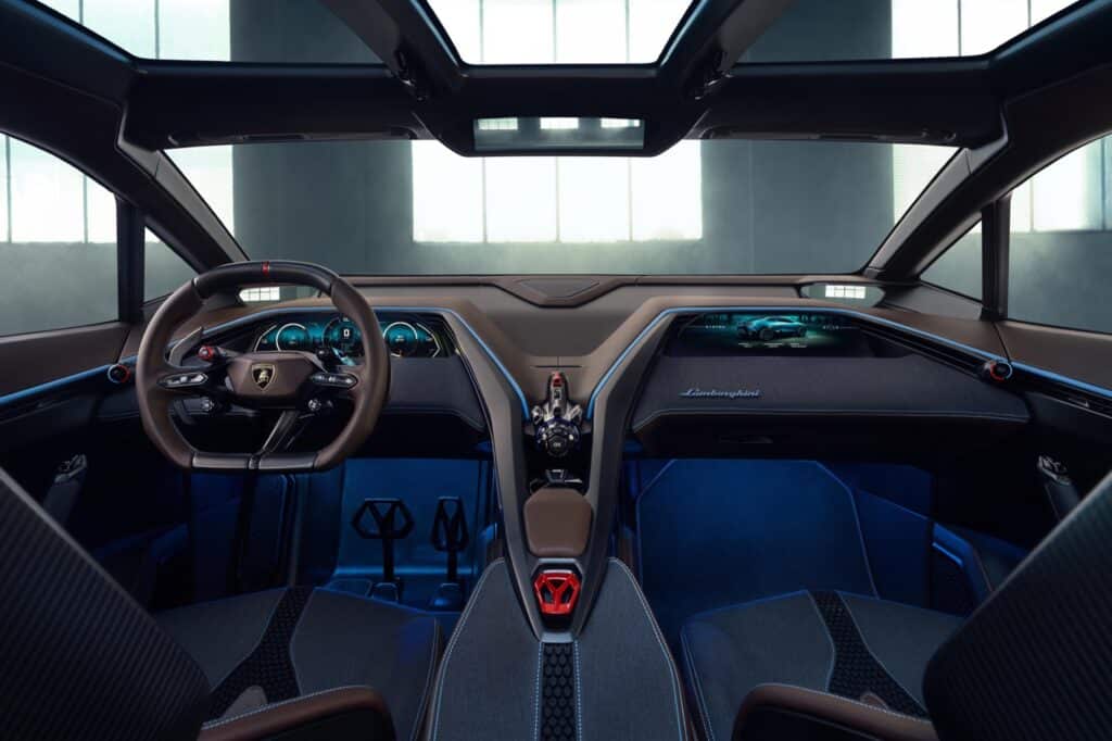 Intérieur de la Lamborghini Lanzador hybride rechargeable