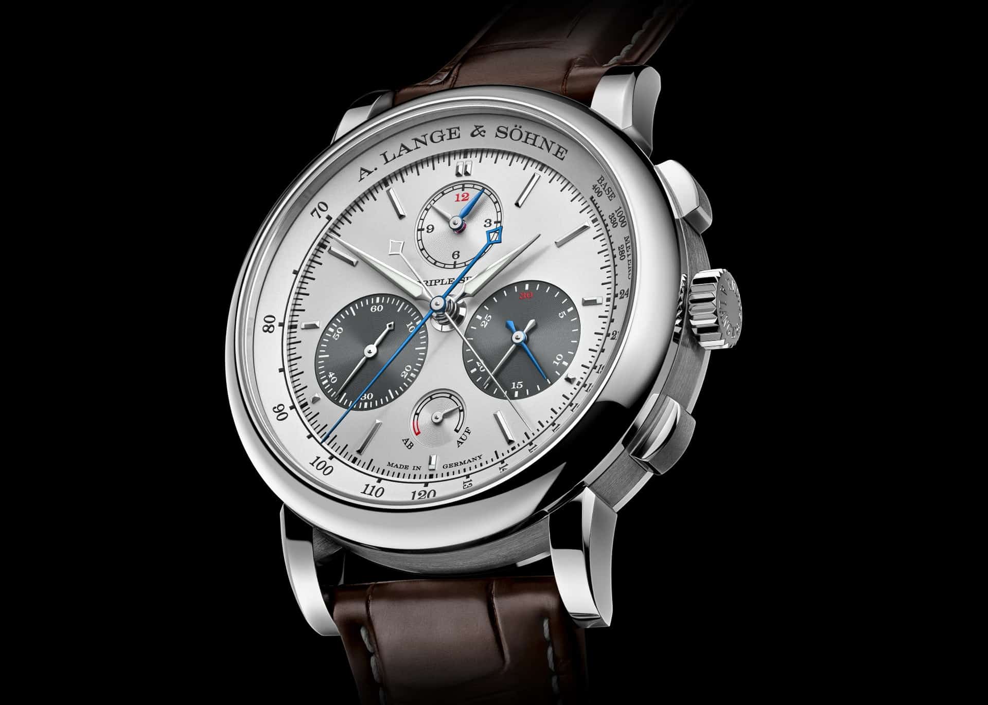 A. Lange & Söhne Triple Split platine référence 424.025F, cadran rhodié et compteurs gris