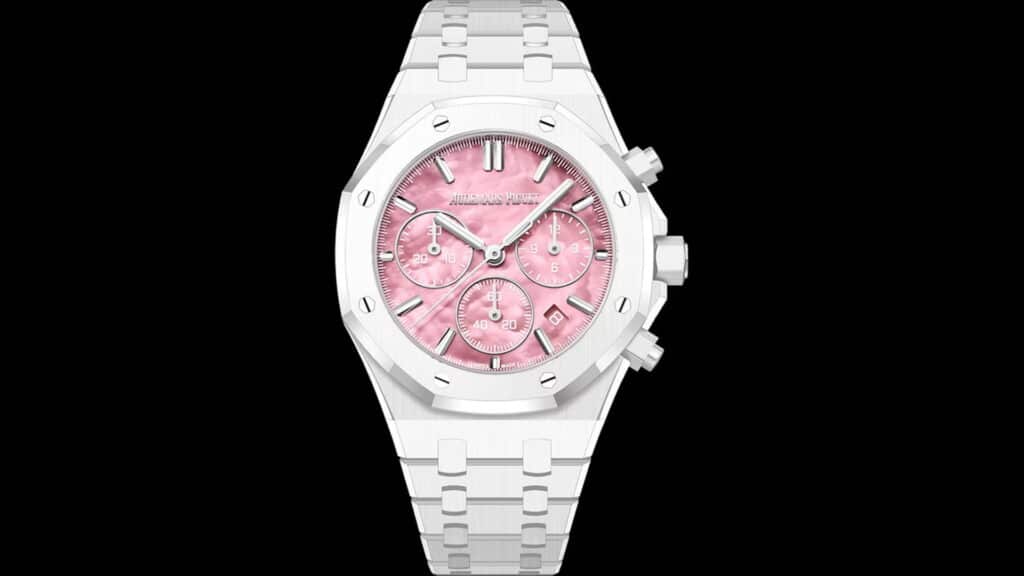 Audemars Piguet Royal Oak Serena Williams 38 mm en céramique blanche et cadran nacre rose