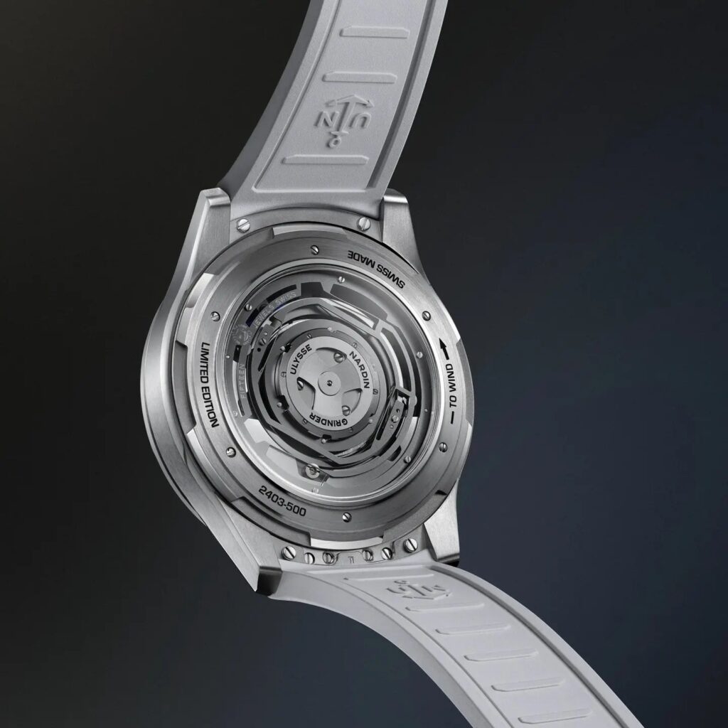 Détail du mécanisme de la Ulysse Nardin Freak ONE Blue Enamel