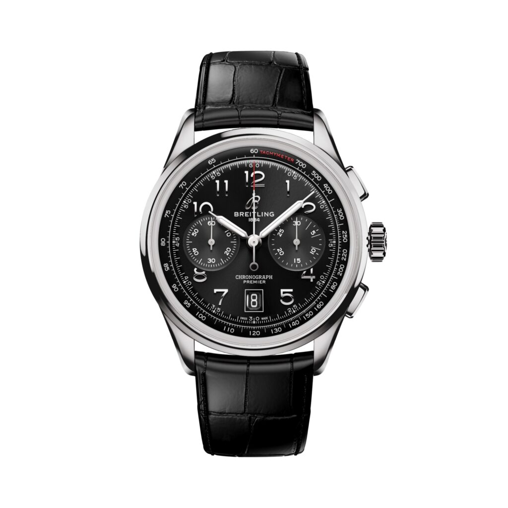 Les 10 Breitling les plus désirables en 2026 : Montre Breitling Chronomat B01 Chronograph 42 en acier, cadran argenté à compteurs noirs, vue de face