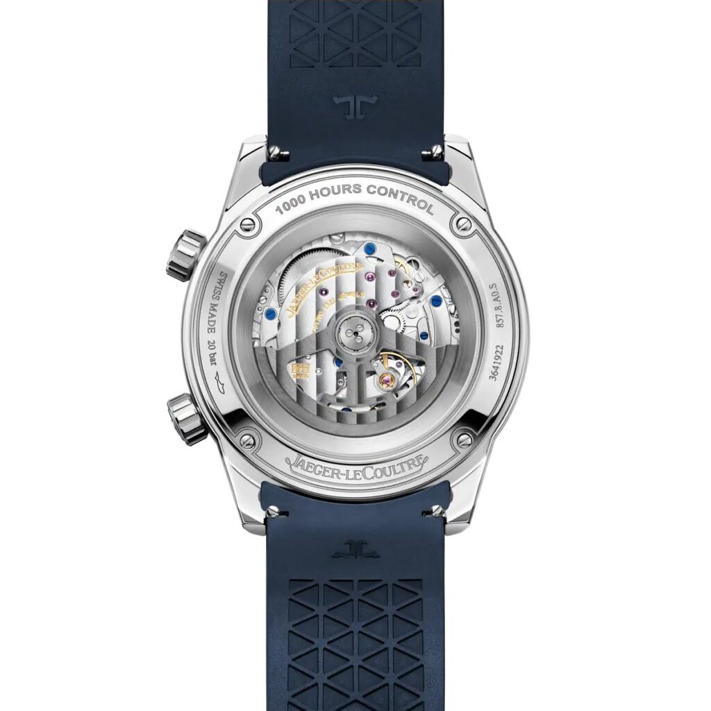 Fond saphir de la Jaeger-LeCoultre Polaris Date Q906868J révélant le calibre 899