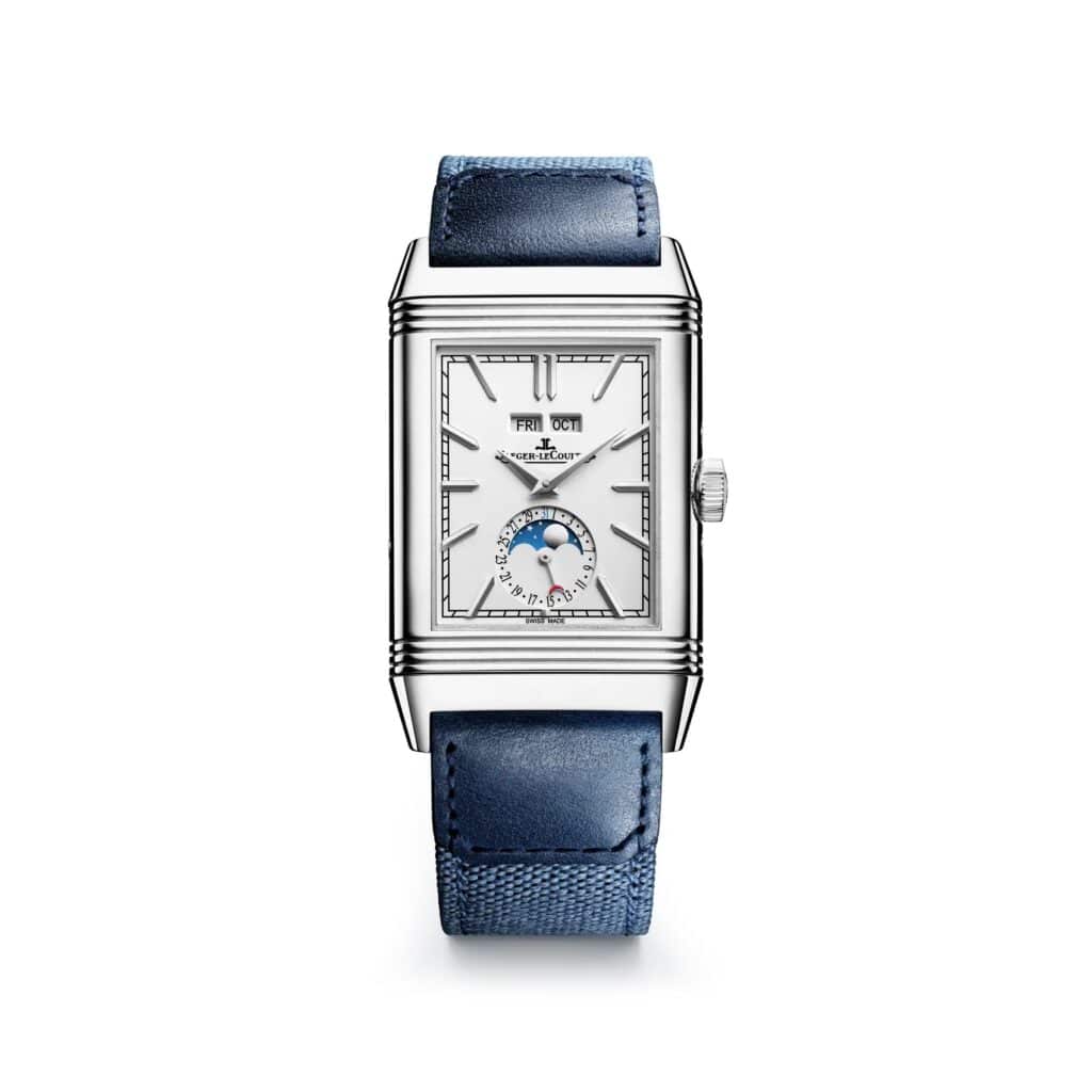 Les 10 Jaeger-LeCoultre les plus désirables en 2026 : Montre Jaeger-LeCoultre Reverso Tribute Duoface Calendar Q3918420 en acier, face argentée, de face