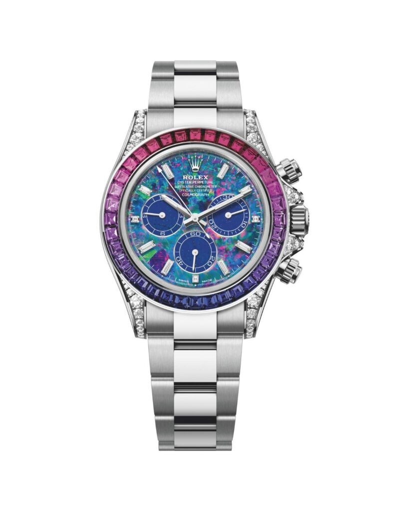 Rolex Cosmograph Daytona Winter en platine, cadran en opale bleue et lunette de saphirs dégradés